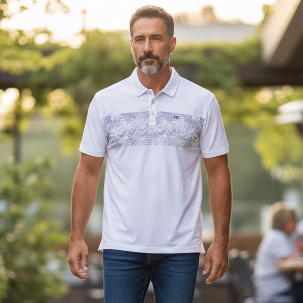 PO688 Men’s Travis Mathew Golf Brand Floral printed Polo Shirt XL